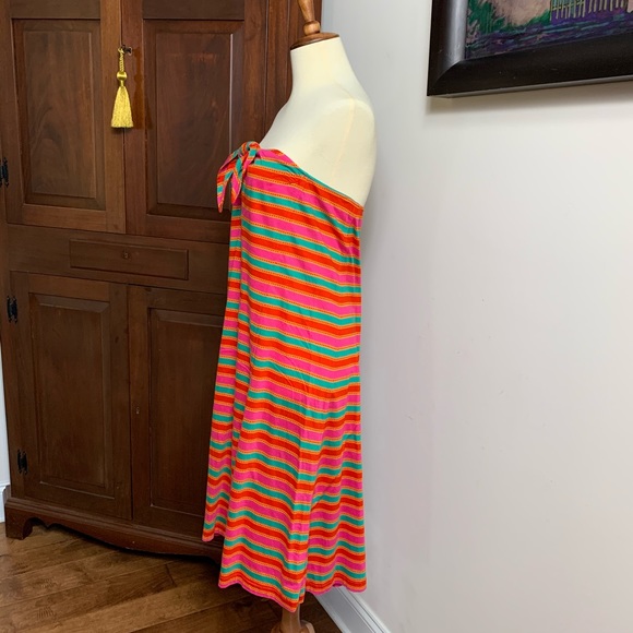 Kenzo Paris red pink green stripe strapless dress - Picture 4 of 10